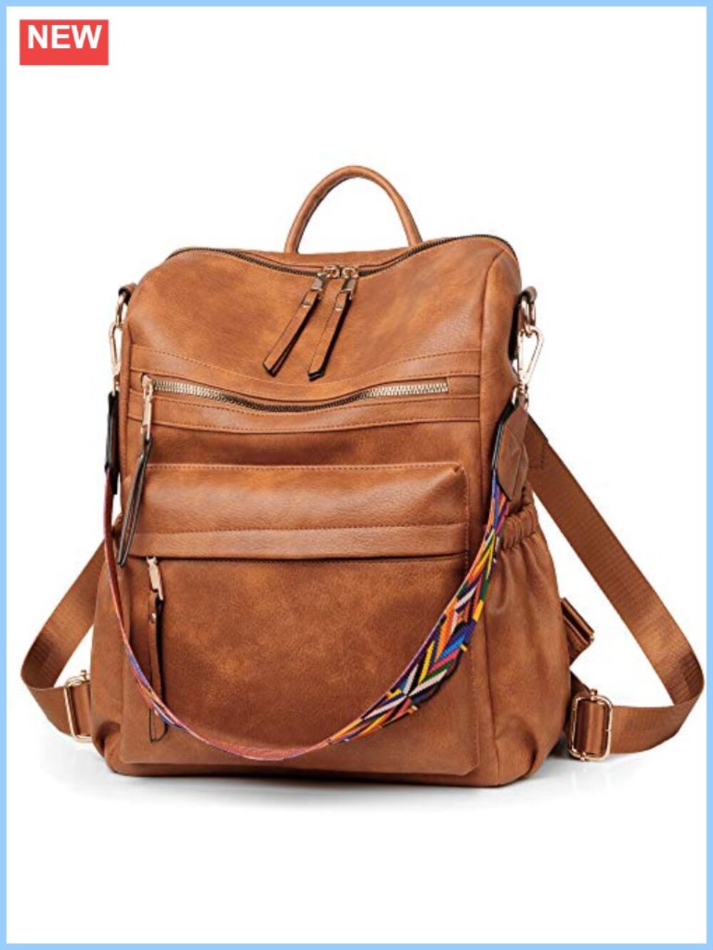 Faux Leather Womens Travel Backpack Purse Detachable Strap Fits 14in Laptop